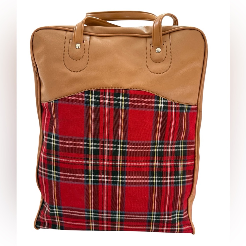 1950s Aladdin Gamebirds vinyl + Plaid Handbag for Thermoses with Snack/Lunch Box